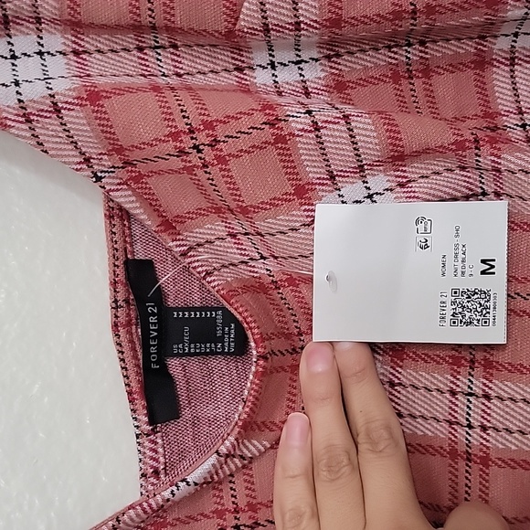 NWT Forever 21 Red Plaid Bodycon Women's Dress Size Medium - Picture 4 of 8